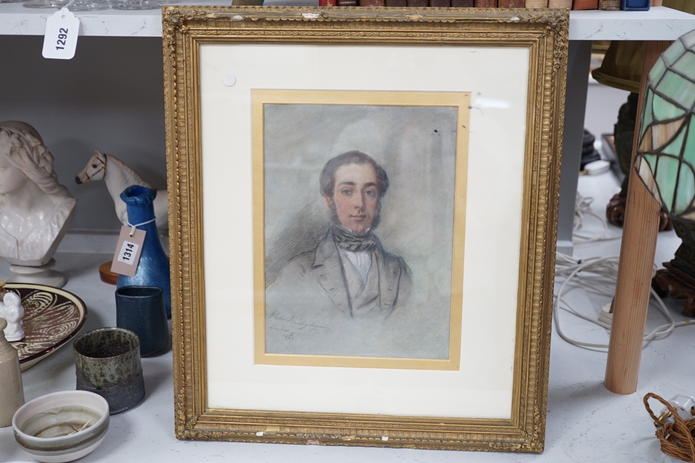 English School, 19th century, pastel, Portrait of a gentleman, indistinctly signed and titled, dated 1859, 27.5 x 20.5cm